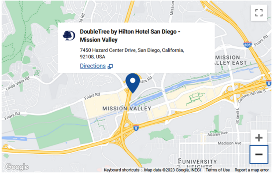 Map to the Double Tree by Hilton - San Diego Mission Valley